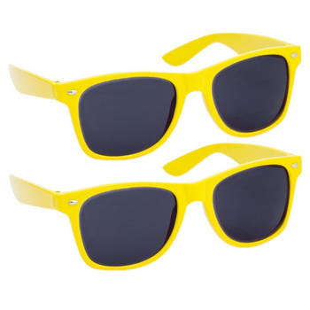 Hippe party zonnebrillen geel volwassenen 2 stuks - Verkleedbrillen
