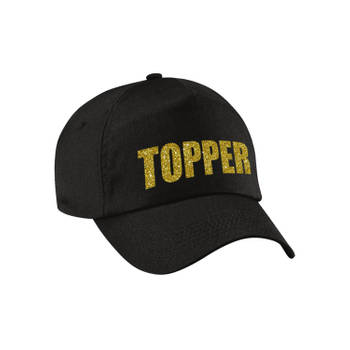 Gouden letters topper fan / supporter pet/cap zwart volwassenen - Verkleedhoofddeksels
