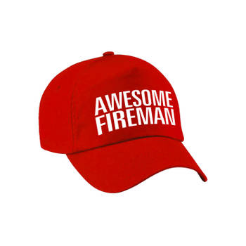 Awesome fireman pet / cap rood voor heren - Geweldige brandweerman cadeau - Verkleedhoofddeksels