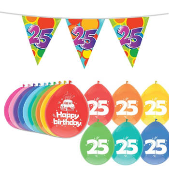 Leeftijd verjaardag thema 25 jaar pakket ballonnen/vlaggetjes - Feestpakketten