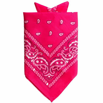 Traditionele bandana - roze - 52 x 55 cm - Verkleedhoofddeksels