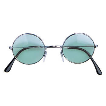 Hippie Flower Power Sixties ronde glazen zonnebril groen - Verkleedbrillen