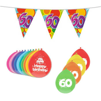 Leeftijd verjaardag thema 60 jaar pakket ballonnen/vlaggetjes - Feestpakketten