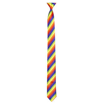 Verkleed stropdas regenboog kleuren 54 cm - Verkleedstropdassen