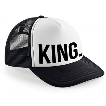 Bellatio Decorations snapback/cap - King - zwart/wit - heren - feest petjes - koningsdag - Verkleedhoofddeksels