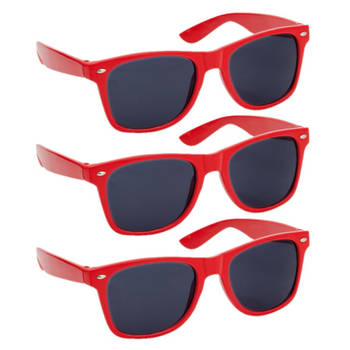 Hippe party zonnebril rood 4 stuks - Verkleedbrillen