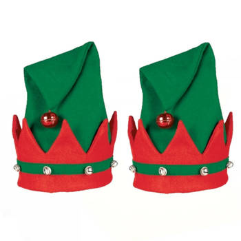 2x stuks kerstelfen verkleed hoed/muts voor volwassenen - Verkleedstropdassen