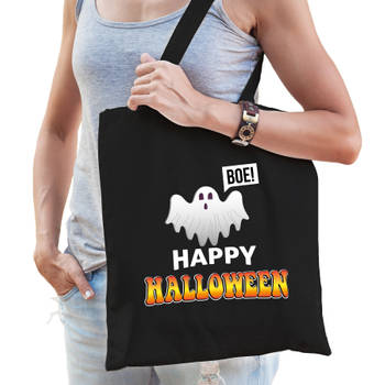 Halloween Spook / happy halloween horror tas zwart - bedrukte katoenen tas/ snoep tas - Verkleedtassen