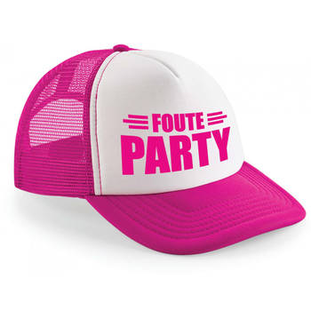 Bellatio Decorations foute party snapback/cap - roze/wit - pet - dames/heren - feestkleding - Verkleedhoofddeksels