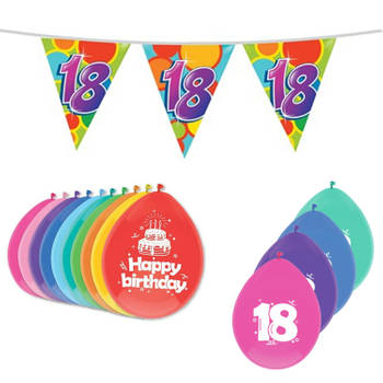 Leeftijd verjaardag thema 18 jaar pakket ballonnen/vlaggetjes - Feestpakketten