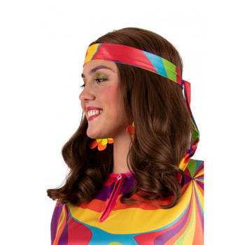 Toppers Carnaval/festival hippie flower power bandana meerkleurig - Verkleedhaardecoratie