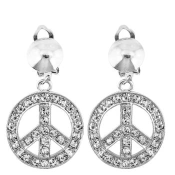 Hippie Flower Power Sixties sieraden set oorbellen peace tekens - Verkleedsieraden