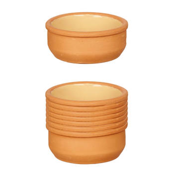 Set 12x tapas/creme brulee serveer schaaltjes terracotta/geel 8x4 cm - Snack en tapasschalen