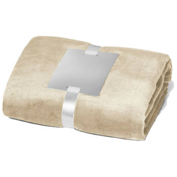 Fleece deken/plaid beige 240 grams polyester 120 x 150 cm - Plaids