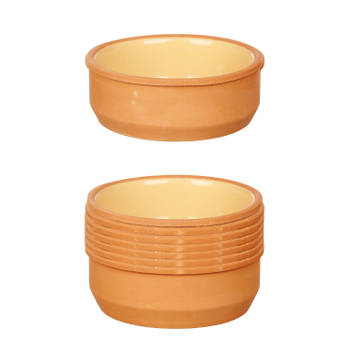 Set 12x tapas/creme brulee serveer schaaltjes terracotta/geel 12x4 cm - Snack en tapasschalen