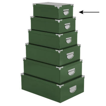 5Five Opbergdoos/box - 2x - groen - L28 x B19.5 x H11 cm - Stevig karton - Greenbox - Opbergbox