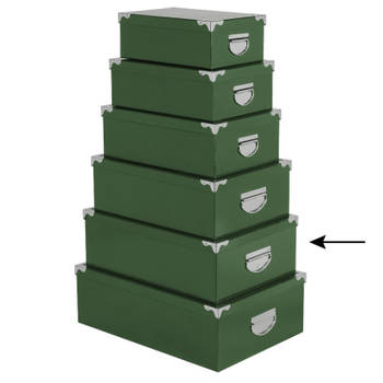 5Five Opbergdoos/box - groen - L44 x B31 x H15 cm - Stevig karton - Greenbox - Opbergbox