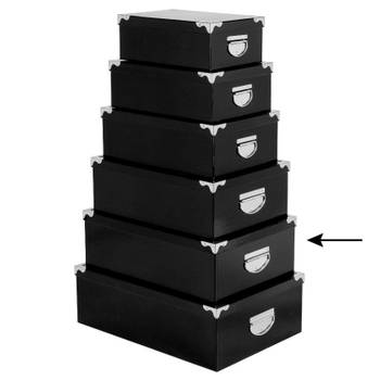 5Five Opbergdoos/box - 2x - zwart - L44 x B31 x H15 cm - Stevig karton - Blackbox - Opbergbox
