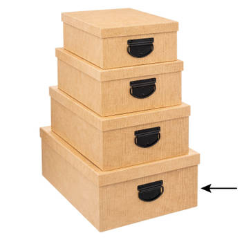 5Five Opbergdoos/box - goudgeel - L39 x B30 x H16 cm - Stevig karton - Industrialbox - Opbergbox