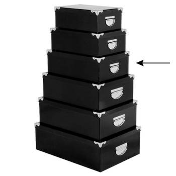 5Five Opbergdoos/box - 2x - zwart - L36 x B24.5 x H12.5 cm - Stevig karton - Blackbox - Opbergbox