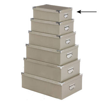 5Five Opbergdoos/box - beige - L28 x B19.5 x H11 cm - Stevig karton - Crocobox - Opbergbox