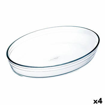 Ovenschaal Ô Cuisine Ovaalvormig 40 x 28 x 7 cm Transparant Glas (4 Stuks)