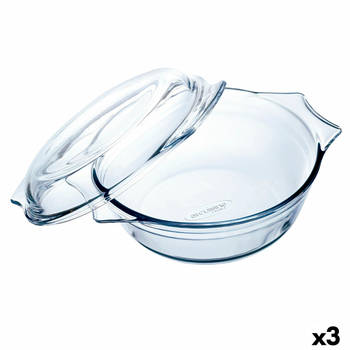 Ovenschaal Ô Cuisine Met deksel 21,5 x 18 x 8,5 cm Transparant Glas (3 Stuks)