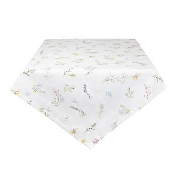 HAES DECO - Vierkant Tafellaken - 100x100 cm - 100% Katoen - Happy Florals