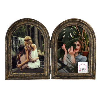 HAES DECO - Duo Fotolijst 10x15 Bruin, formaat 26x3x18 cm - Farm Living