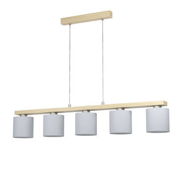 EGLO Castralvo Hanglamp - 5 lichts - E27 - Nikkel Mat - Bruin