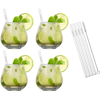 Schott Zwiesel Cocktailglazenset Vina - 4 delige set - met rietjes en borsteltje