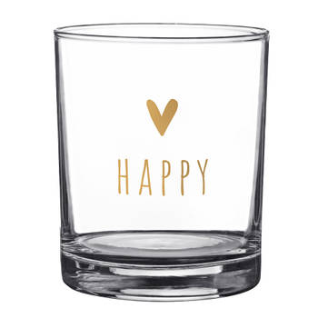 Clayre & Eef Waterglas 230 ml Glas Hart Happy Drinkbeker Transparant Drinkbeker