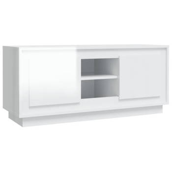 vidaXL Tv-meubel 102x35x45 cm bewerkt hout hoogglans wit