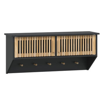 vidaXL Wandkast met haken 80x24x35,5 cm bewerkt hout zwart