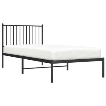 vidaXL Bedframe met hoofdbord metaal zwart 90x200 cm