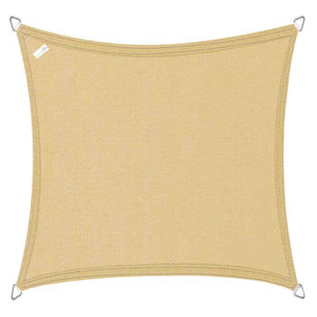 Buitenkado schaduwdoek vierkant 2,5x2,5 m - HDPE/RVS - zand beige - incl. bevestigingsset