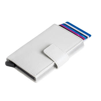 Figuretta Leren Cardprotector RFID Compact Creditcardhouder - Dames en Heren - Metallic Zilver