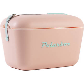 Polarbox Retro Koelbox Roze met Blauwe Band - 20 liter - Duurzaam geproduceerde trendy koelbox