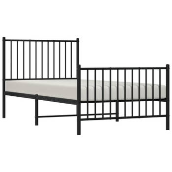 vidaXL Bedframe met hoofd- en voeteneinde metaal zwart 90x190 cm