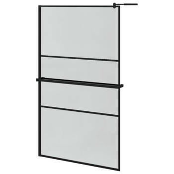 vidaXL Inloopdouchewand met schap 115x195 cm ESG-glas aluminium zwart