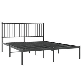 vidaXL Bedframe met hoofdbord metaal zwart 140x190 cm