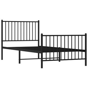 vidaXL Bedframe met hoofd- en voeteneinde metaal zwart 90x200 cm