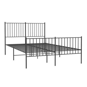 vidaXL Bedframe met hoofd- en voeteneinde metaal zwart 135x190 cm