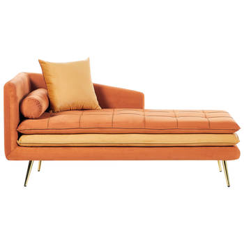 Beliani GONESSE - Chaise longue-Oranje-Fluweel