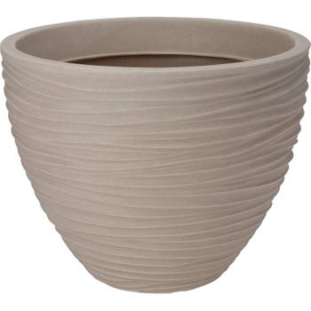 Pro Garden Plantenpot/bloempot Dunes - Tuin - stevig kunststof - beige/zand - D40 x H31 cm - Plantenpotten