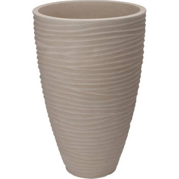 Pro Garden Plantenpot/bloempot Dunes - Tuin - stevig kunststof - zand/beige - D40 x H60 cm - Plantenpotten