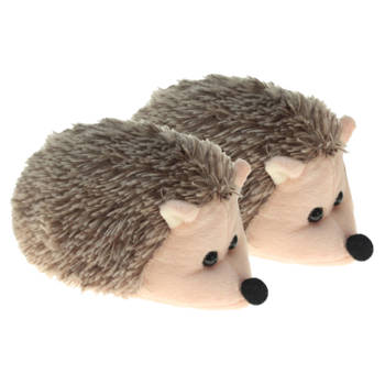 Pluche egel knuffel - 2x - bruin/beige - 20 cm - dieren knuffels - Knuffeldier