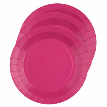 Santex feest gebak/taart bordjes - fuchsia roze - 30x stuks - karton - D17 cm - Feestbordjes
