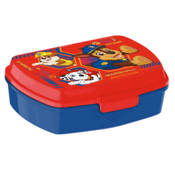 Paw PatrolA broodtrommel/lunchbox voor kinderen - rood/blauw - kunststof - 20 x 10 cm - Lunchboxen