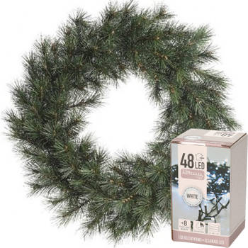 Kerstkrans Malmo 60 cm incl. verlichting helder wit 4m - Kerstkransen